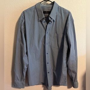 Blue and White Stripe Bugatchi Button Down Shirt Size XL